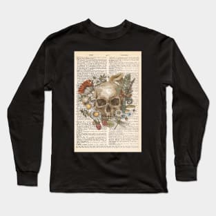 Human skull with flowers - floral skull Long Sleeve T-Shirt